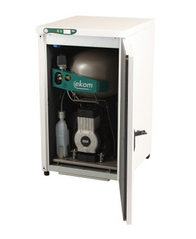 DUO 2V - компрессор с отсасывателем в двухразделенном шкафу, с ресивером 25 л (140 л/мин), EKOM (Словакия)