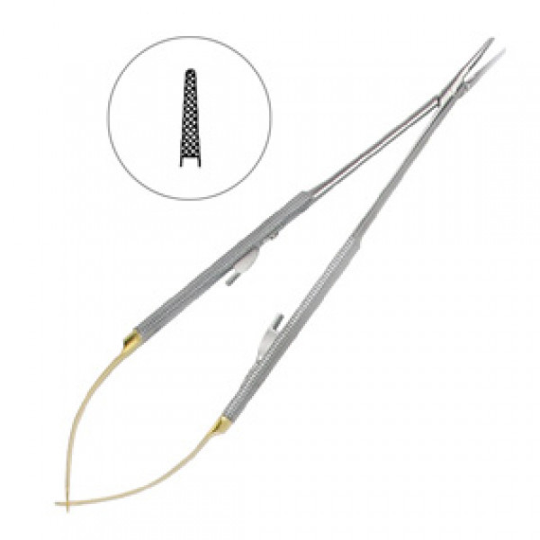 Иглодержатель микрохирургический прямой Castroviejo-Gomel TC, 18см