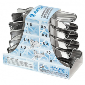 Ложка слепочная, набор 10 штук, без перфорации с бортиками, Asa Dental (Италия)