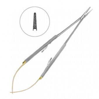 Иглодержатель микрохирургический прямой Castroviejo-Gomel TC, 18см
